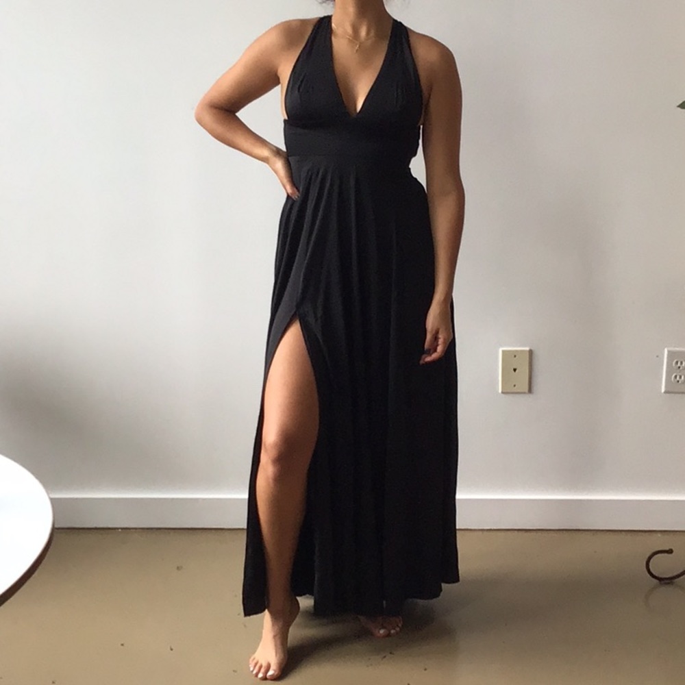 Black silk maxi dress